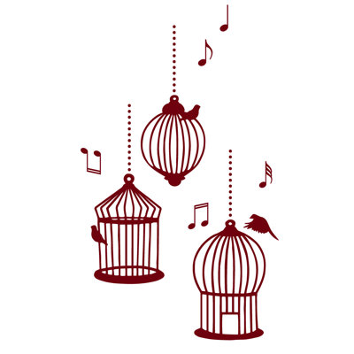 Décalcomanie murale cages d’oiseaux de chanson