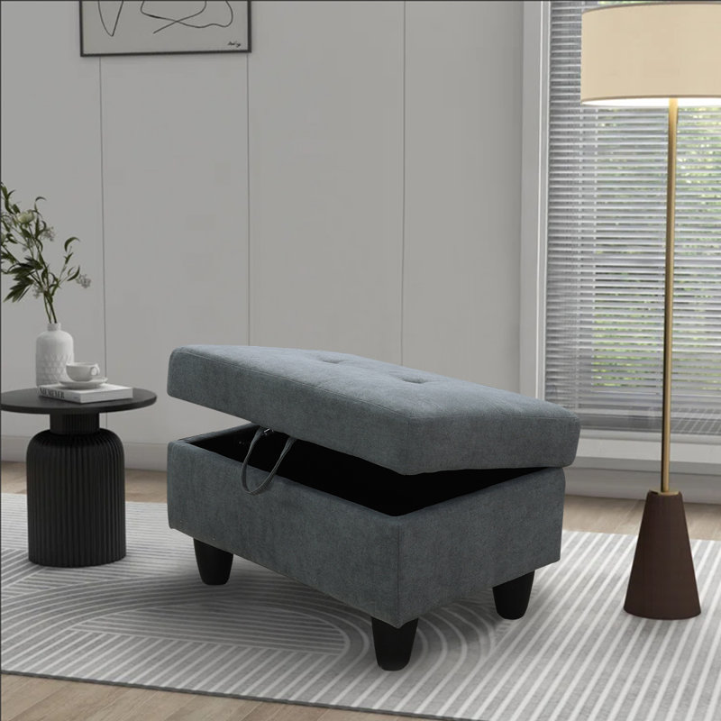 Upholstered Ottoman, Dark Gray