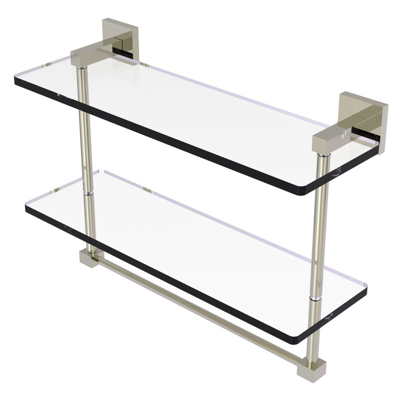 Haranu 2 Piece Tiered Shelf with Towel Bar, Polished Nickel, 11.7" H x 16" W x 5.7" D