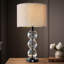 Lampe de table 24 po USB A + C 3 voies à contrôle tactile à intensité variable de style moderne en verre transparent et métal noir