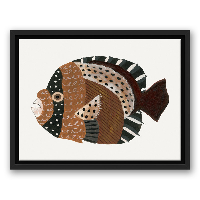 Poisson neutre sur toile, H 13,75 po x l 17,75 po x P 1,75 po, Cadre flottant noir