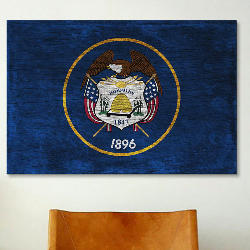 "flags en bois" , impression sur toile, H 26 po x l 40 po x P 1,5 po, Toile tendue, Pas de tapis