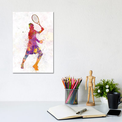 Tennis Player Celebrating In Silhouette I by Paul Rommer - Wrapped Canvas Painting