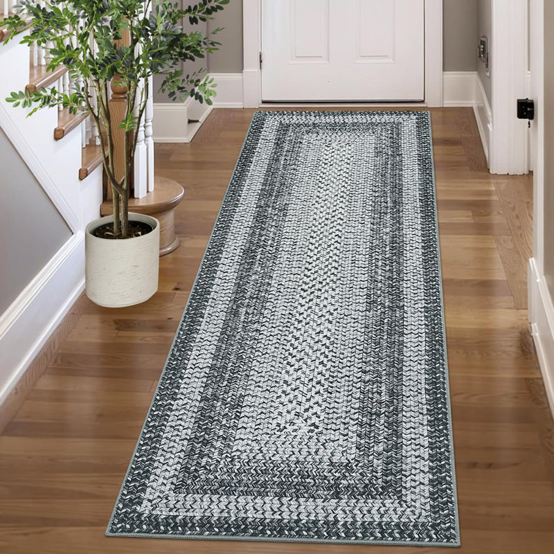 Tapis lavable à la machine Farmhouse, Gris, Tapis de couloir 2 pi x 10 pi
