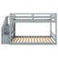 Twin Over Twin Floor Bunk Bed With Storage Ladder, Grey-1254391396