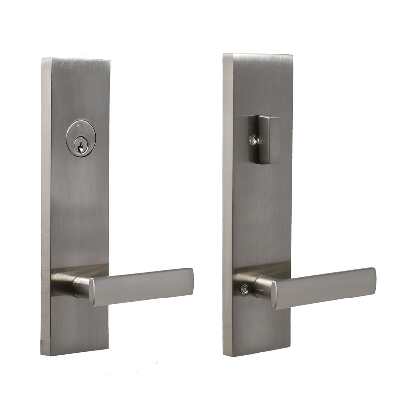 Levers With Deadbolt Reversible Entry Set, Satin Nickel
