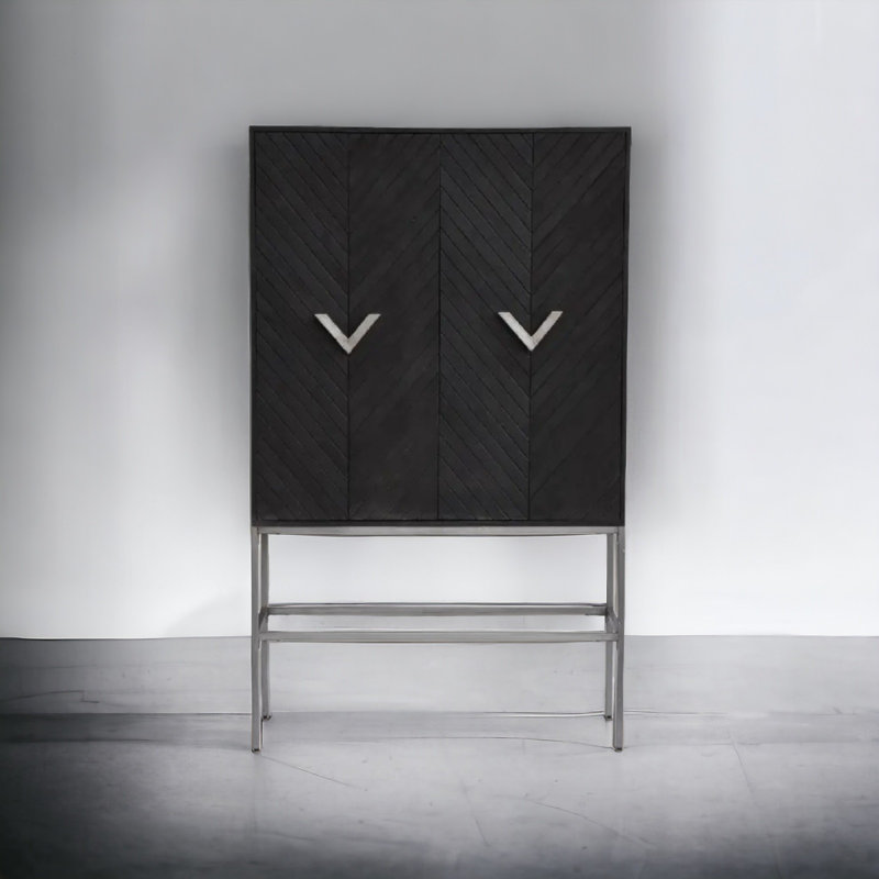 Armoire en bois Wanbli, base en bois massif et métal, 43 x 16 x 72