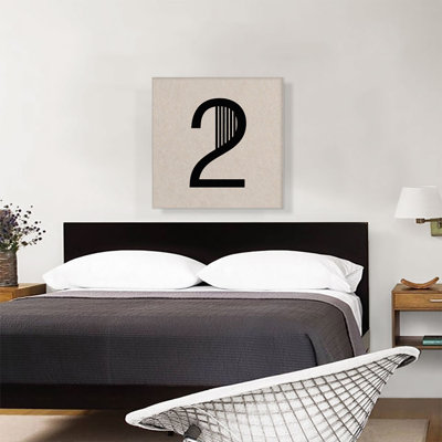 " Beige Black Line Alphabet Number 2 Two Numeral "