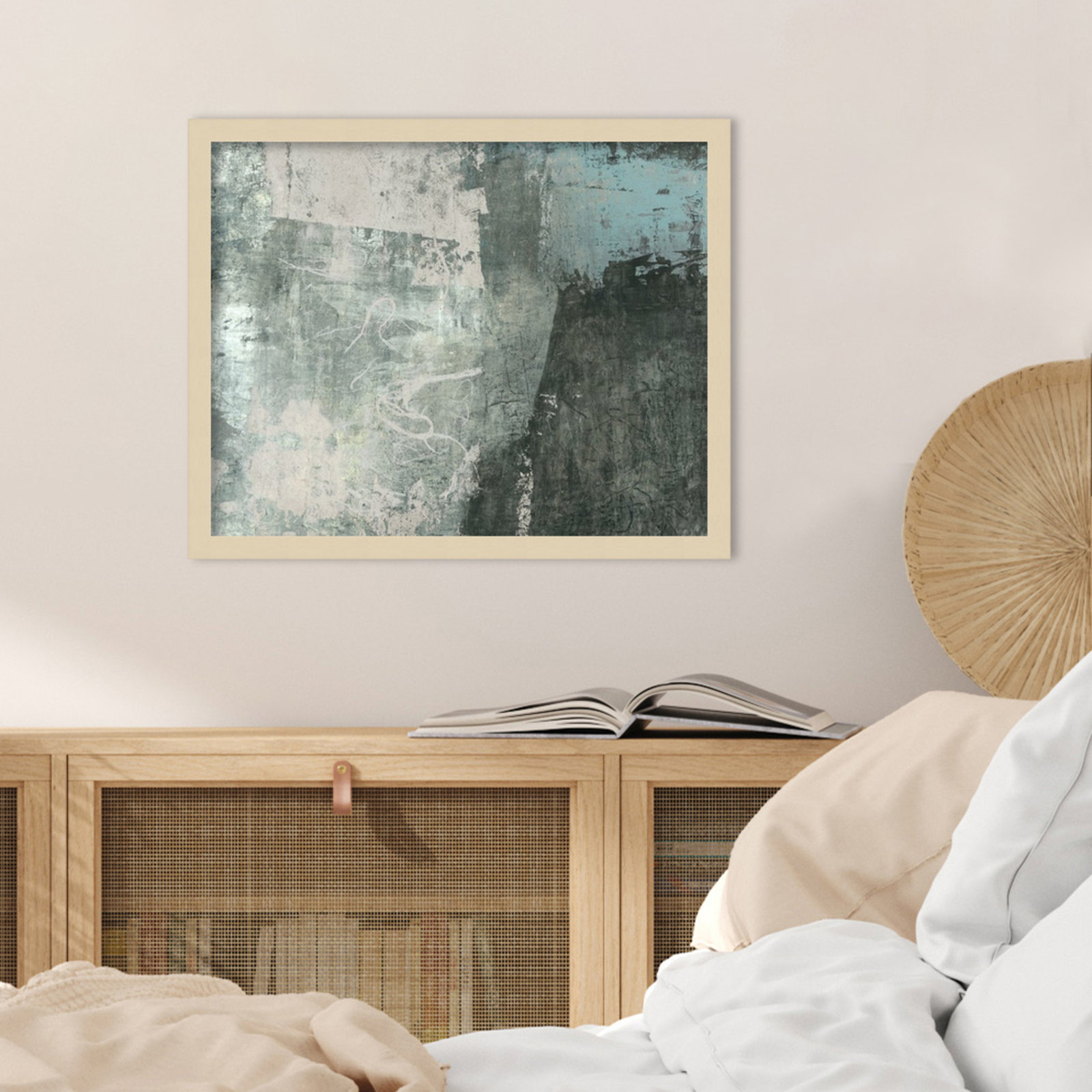 Fresno "Black and Grey and Blue I" Print, 17" H x 21" W, Brown