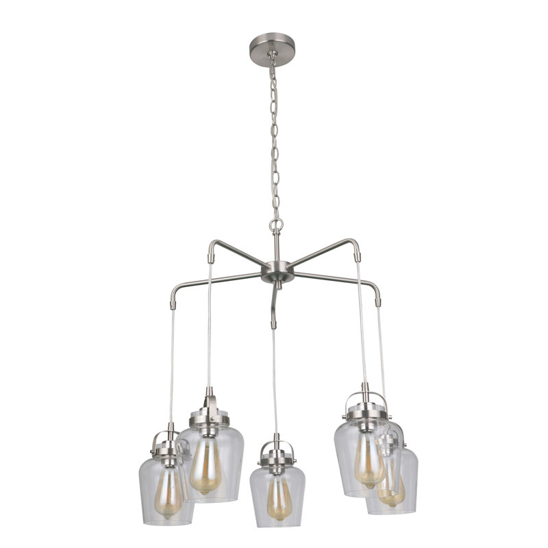 Tribble 5 - Light Dimmable Classic / Traditional Chandelier, Brushed Polished Nickel