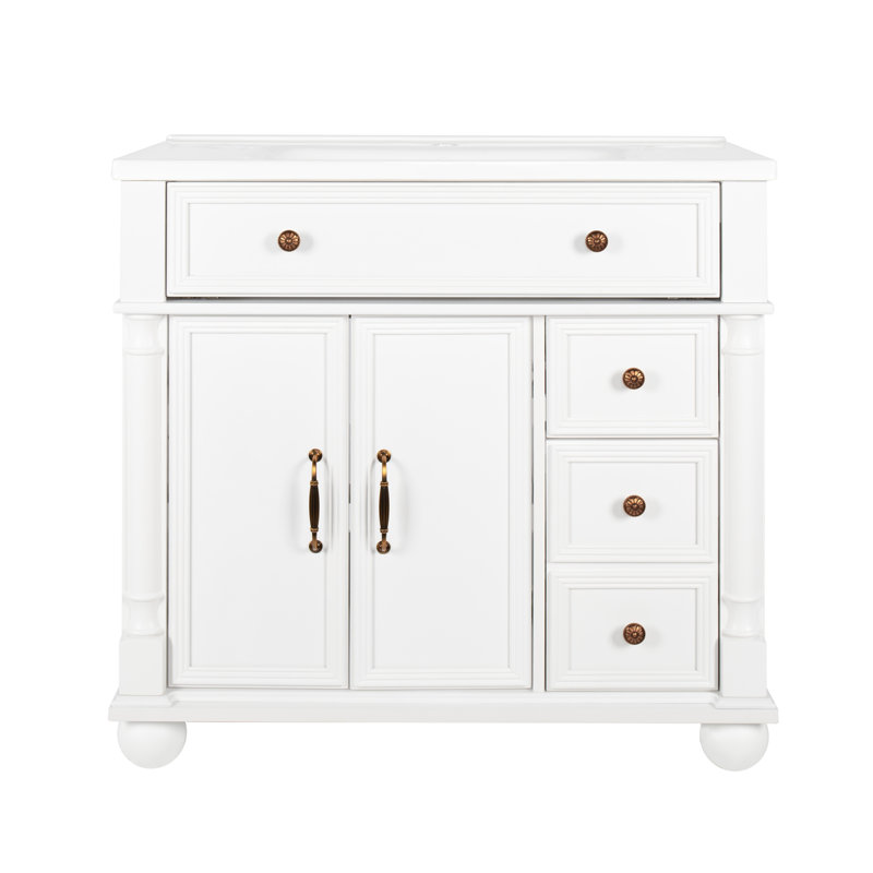 Ensemble de meuble-lavabo traditionnel 36 "avec plateau en céramique, Blanc