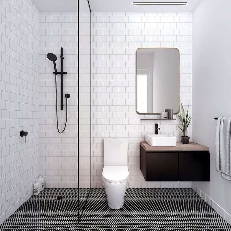 Eitzen Rectangle Wall Mirror High-Strength Tempered Glass and  Stainless Steels Framed Wall Mirror Accent Mirror, 30" x 22"
