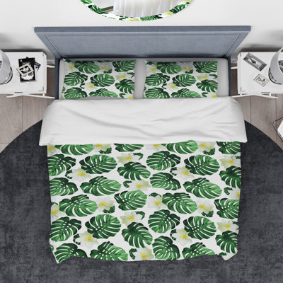 Coastal Polyester Floral Duvet Cover