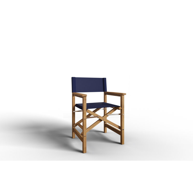 Chaise de salle à manger d'extérieur en bois Nawaal, Bois naturel / bleu