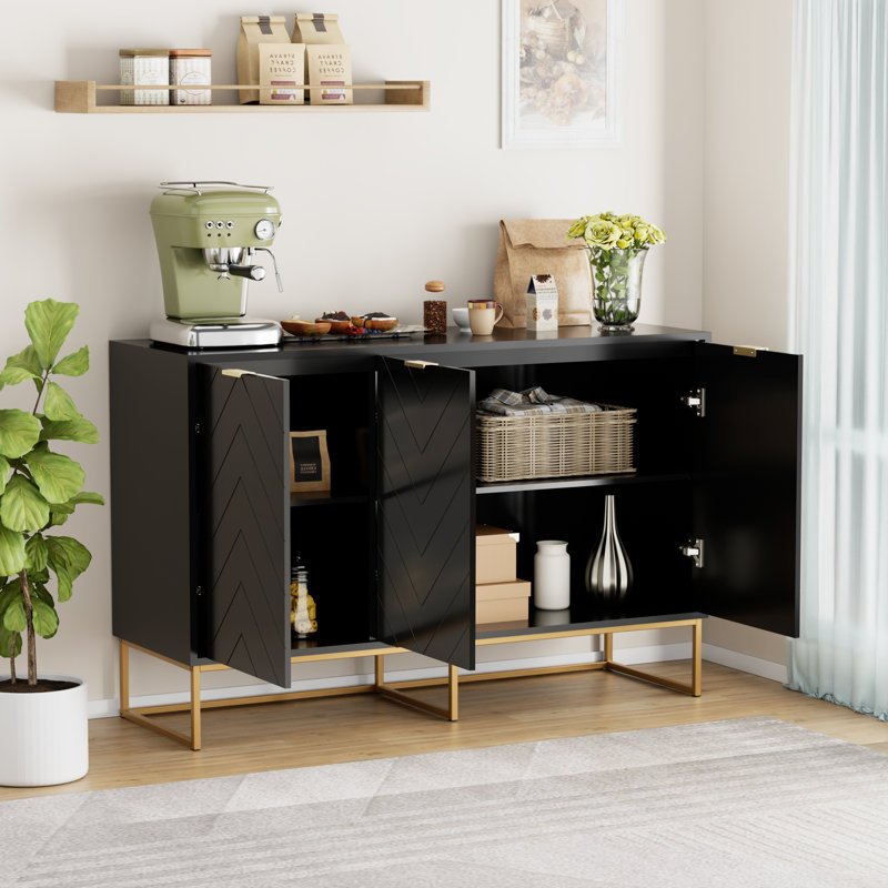 47.2 W" Three Doors Accent Cabinets, Black