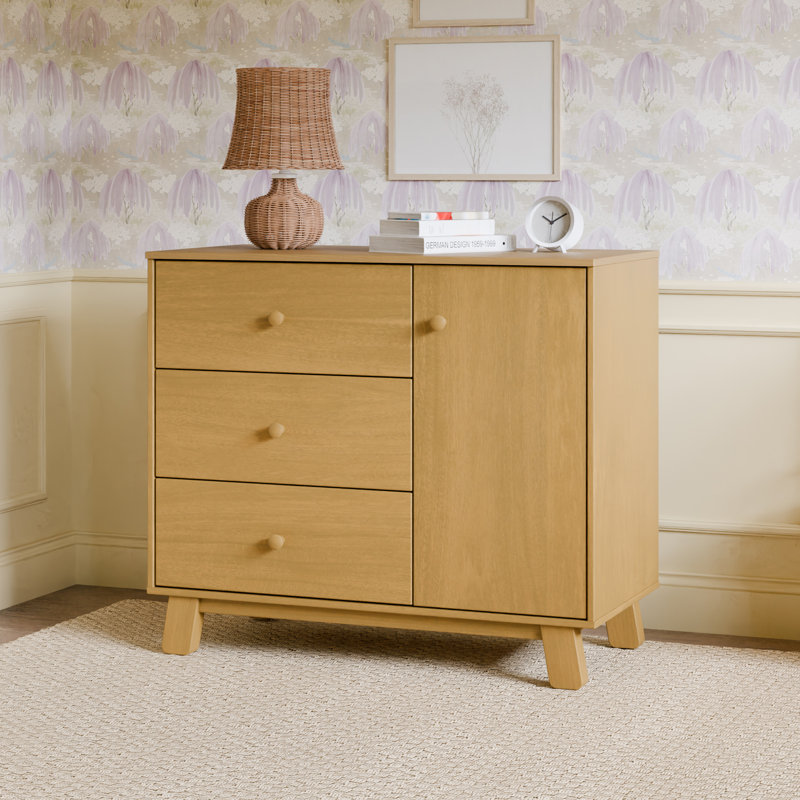 Hudson Modern 3-Drawer Dresser, Natural Walnut