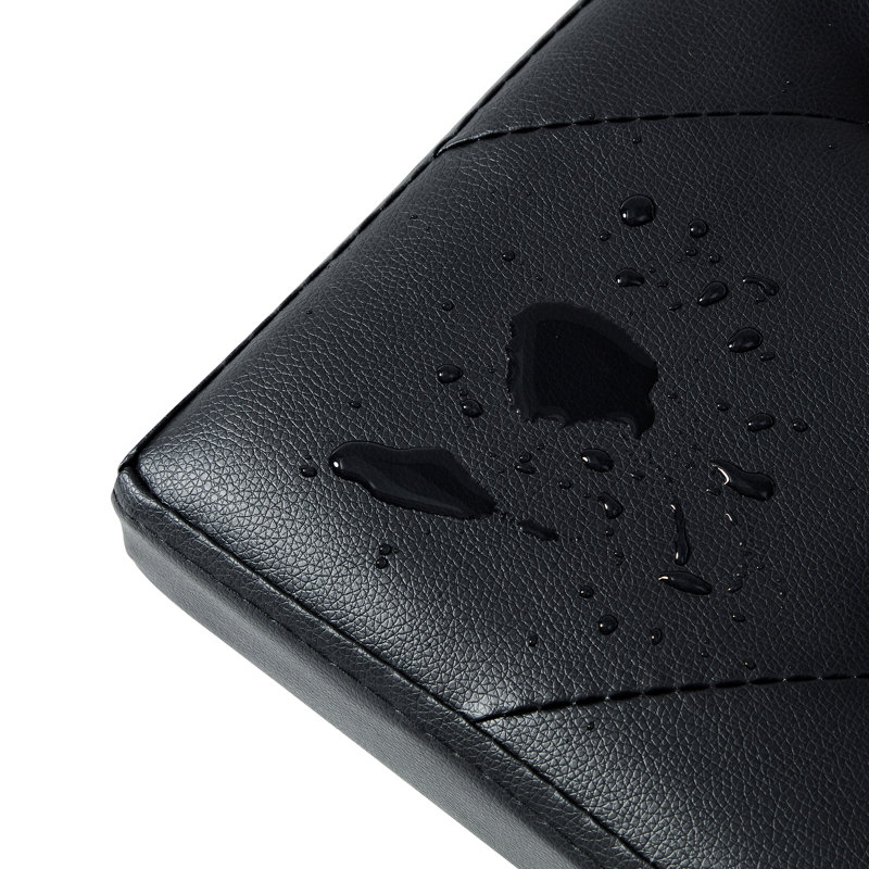 Massas 76cm Wide Faux Leather Tufted Rectangle Solid Colour Ottoman with Storage, Black