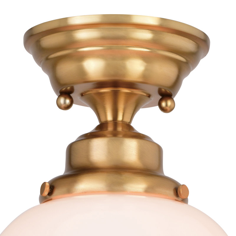 Plafonnier semi-encastré 1 lumière 12 po Mandy, Verre à lait, Laiton naturel
