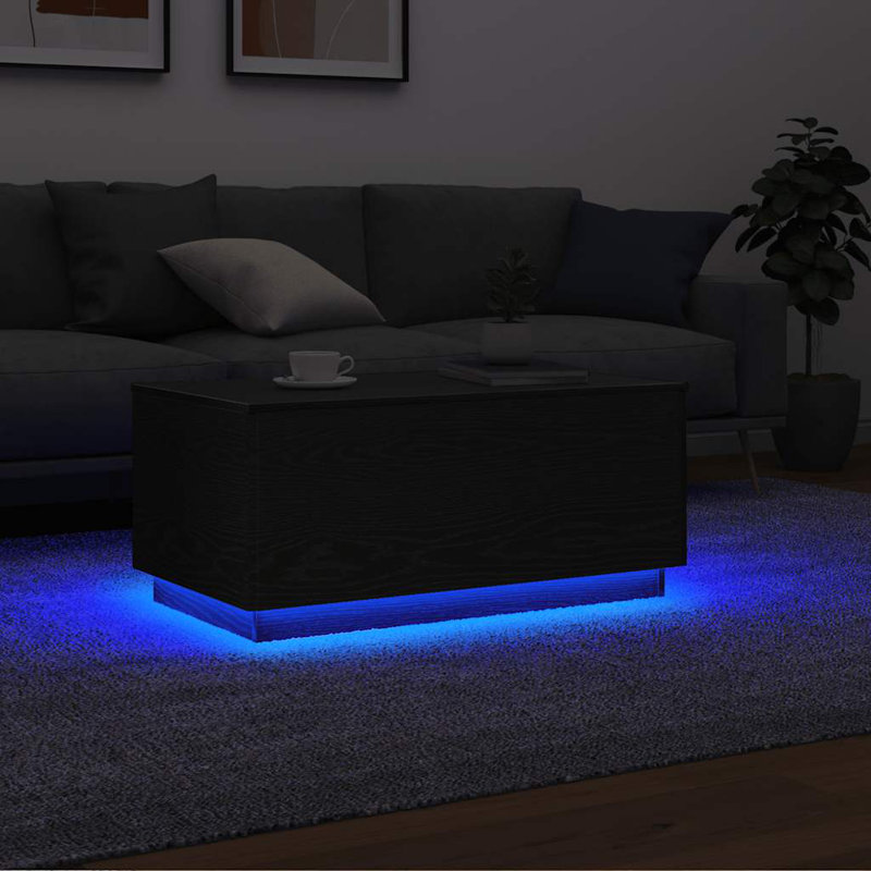 Dakyra Coffee Table with Storage, Black Oak, 40cm H x 90cm W x 49cm D