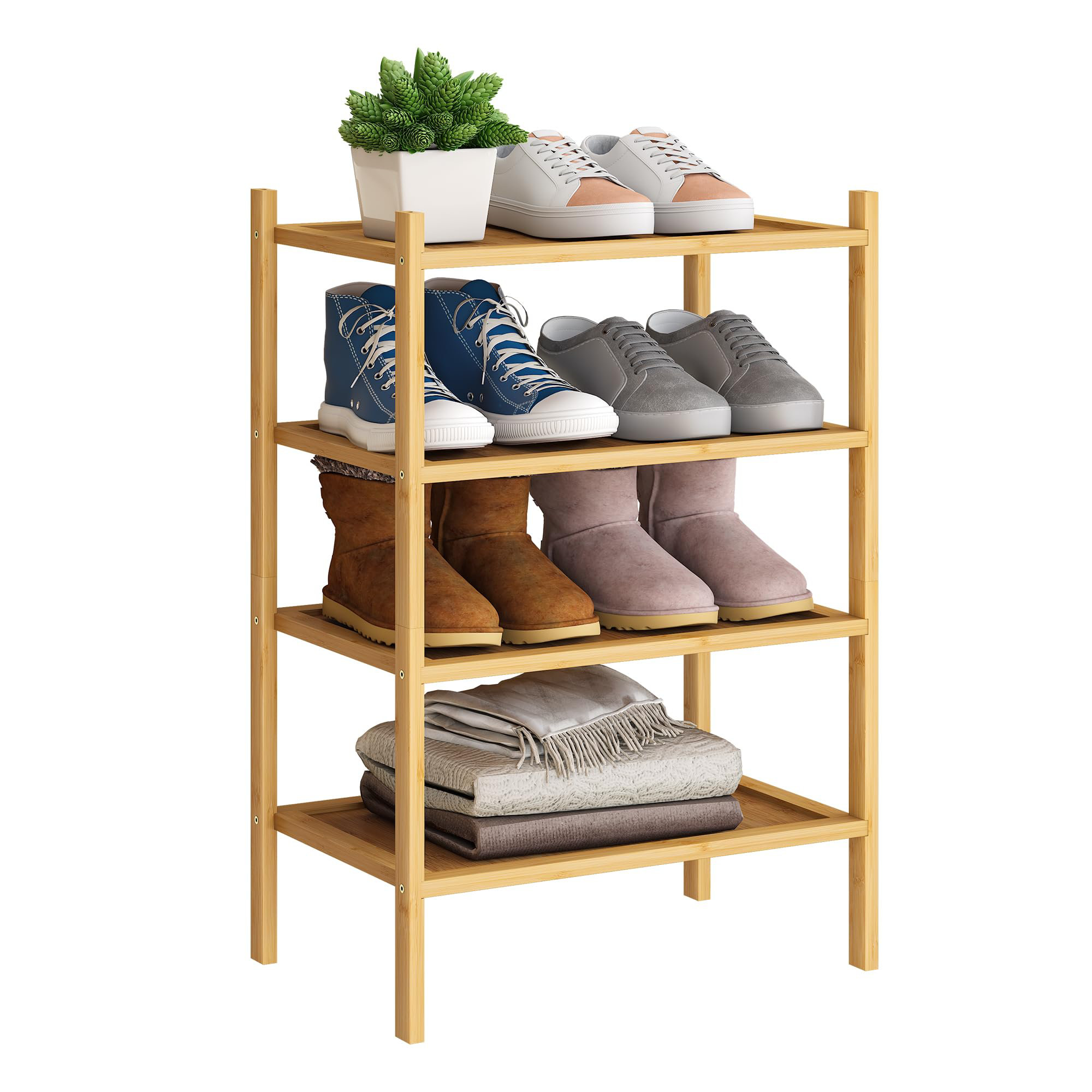 Ophelia & Co. Bamboo Small Shoe Rack Premium Stackable Shoe Shelf ...