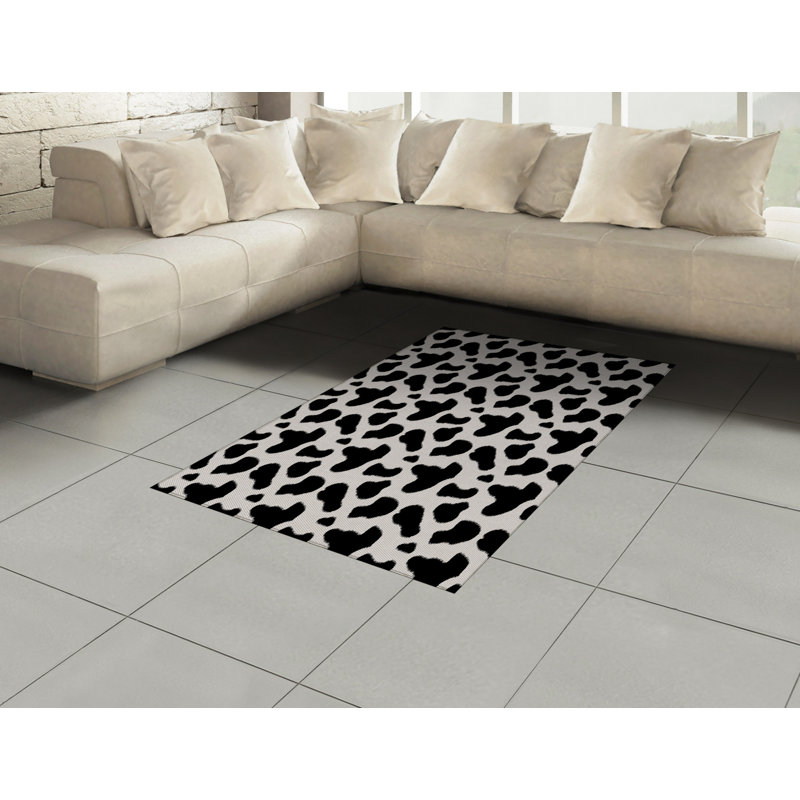 Cow Print High Density Long Fiber Poly Threads Decorative Area Rug Carpet, Rectangle 4' x 5'8"