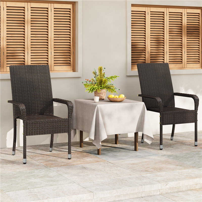 Stackable Outdoor Patio Dining Armchair, Brown