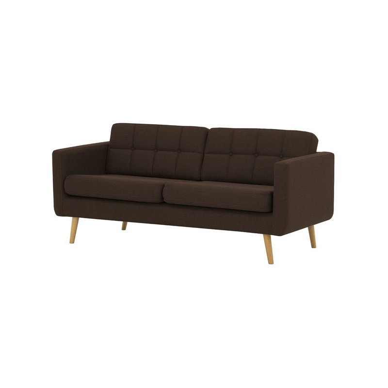 Schuster 3 Seater Upholstered Sofa, Brown