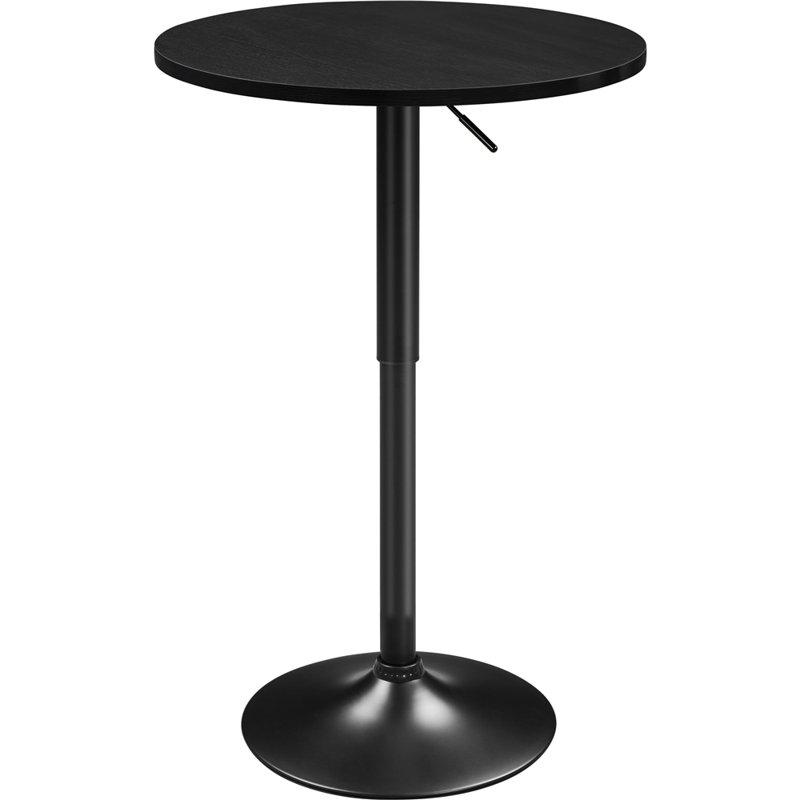 36" H  Adjustable Swivel Pub Round Table, Black, Black