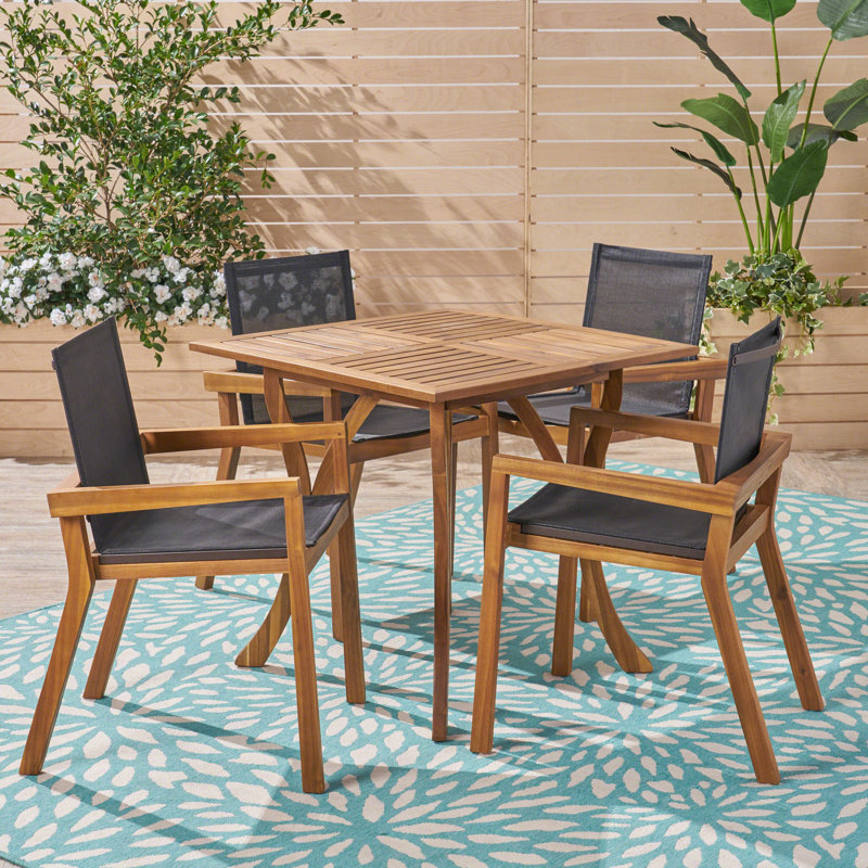 4 - Person Wood Patio Dining Set with Square Table