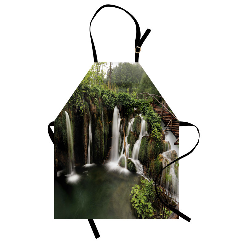 Tablier East Urban Home rustique unisexe, cascade ronde Crotian, taille adulte, vert et brun