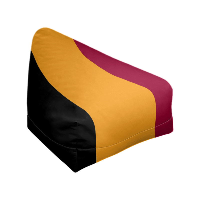 Bean Bag Chair & Lounger, Black/Yellow/Red, 27" x 27" x 30"