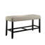 Rustic Charm Linen Like Fabric 1Pc Counter Height Bench Dining Room Furniture Nailhead Trim Antique Black Bold Distressed Details Wood