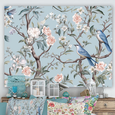 Chinoiserie, oiseaux et pivoines - art mural oiseau
