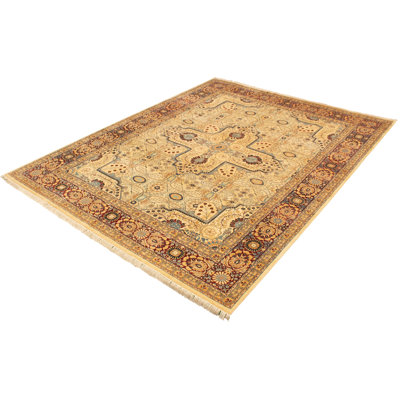 Tapis décoratif en laine de conception unique noué à la main New Age Pakd Ivoire 9 pi x 12 pi