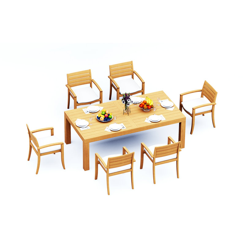 9 Pcs Grade-A Teak Wood Dining Set: 86" Canberra Rectangle Table And 8 Alvarado Stacking Arm Chairs #11TV1908, 6