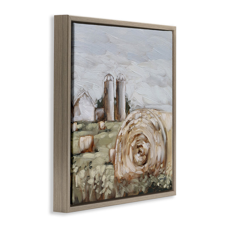 Hay Bales Farmland Pasture, Montalcino Elm Floater Frame, 18" H x 18" W