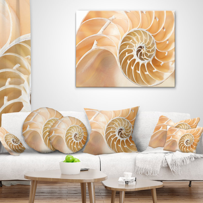 Coussin décoratif à motif de coquillage nautilus