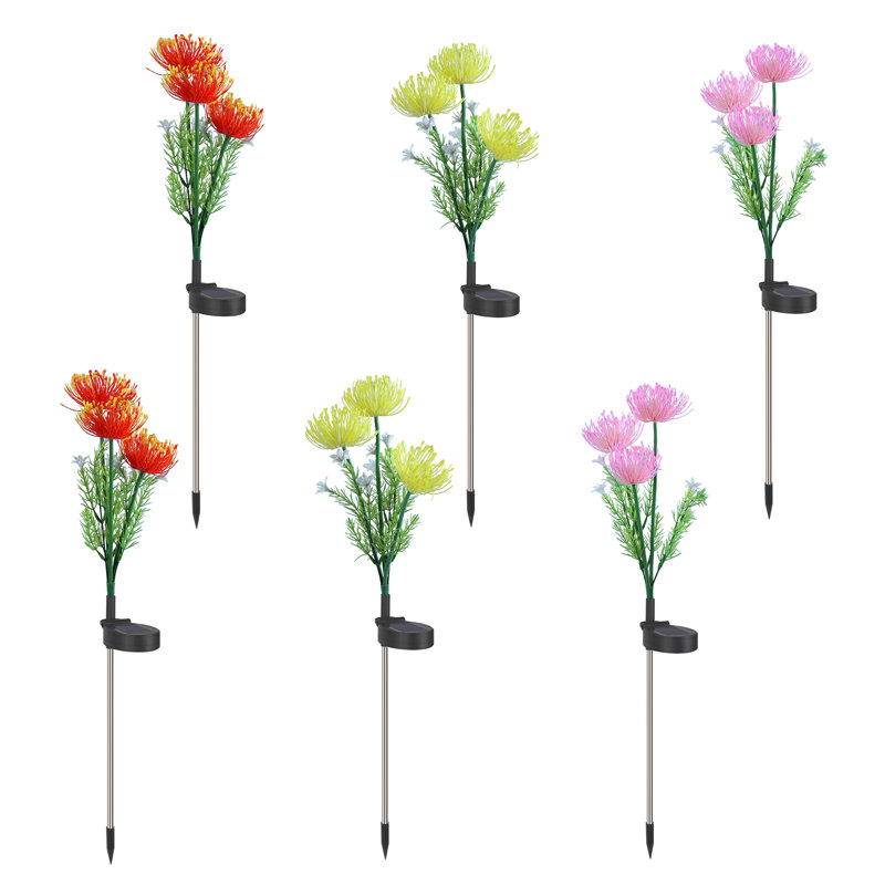 6-Pack Solar Spider Lily Lights (Mixed Yellow/Pink/Red)