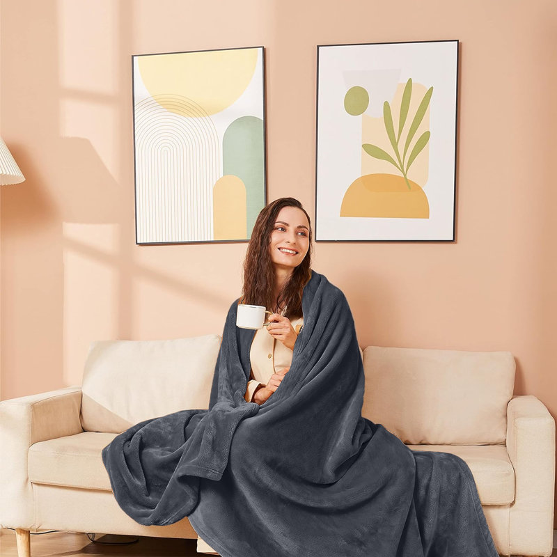 Adamczyk Soft Touch Mink Faux Fur Plush Sofa Throw/Blanket , Grey, 130cm x 150cm