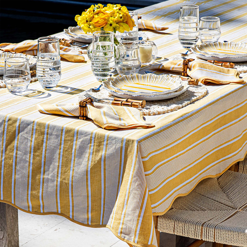 Cabana Stripe 60" x 120" Tablecloth, Sunshine