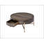 Table basse Weyton au fini brun clair et champagne avec rangement et design élégant pour les espaces de vie modernes