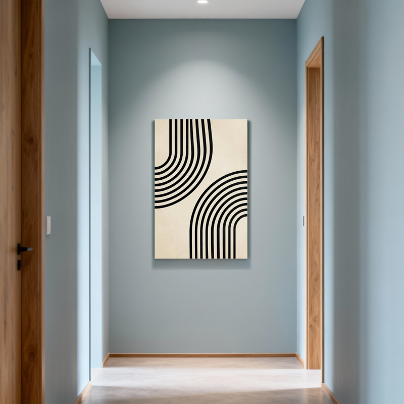 Lignes noires tendance sur fond crème, H 12 po x l 18 po