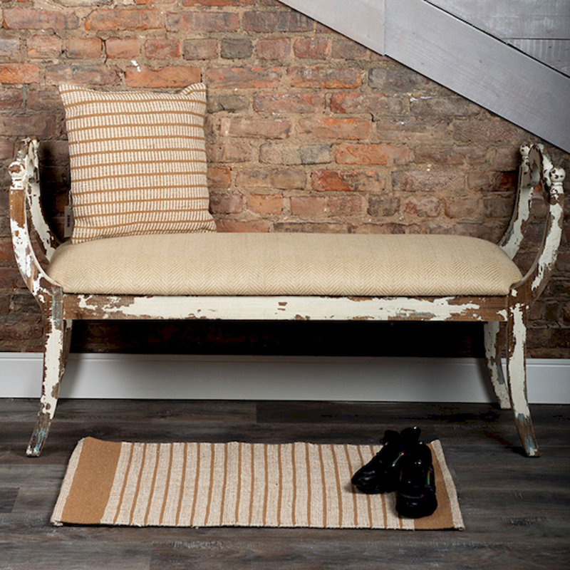 Polyester Blend Upholstered Bench