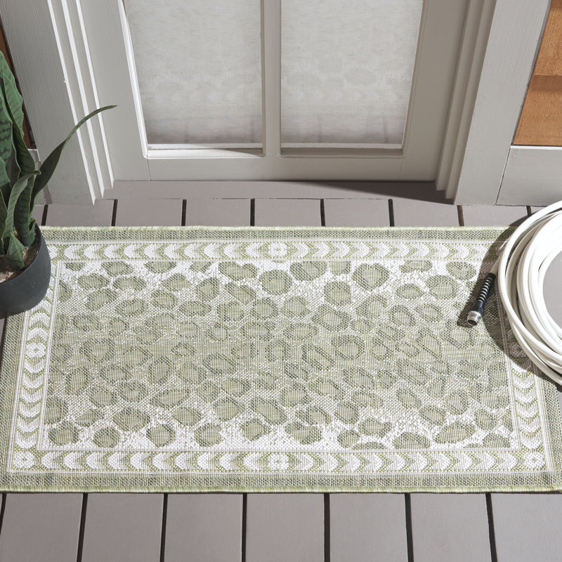Tapis intérieur / extérieur vert Monteiro, Rectangle 2 pi x 3 pi 7 po