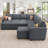 Caren Upholstered Sleeper Sectional Modular Sofa Bed With Ottoman-115354294