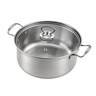 Living And Home 410 Stainless Steel + Glass Stock Pot