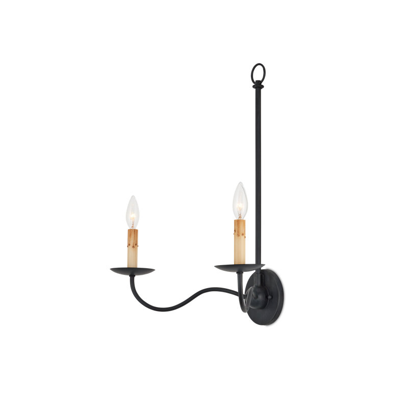 Saxon Double-Light Black Wall Sconce, Zanzibar Black