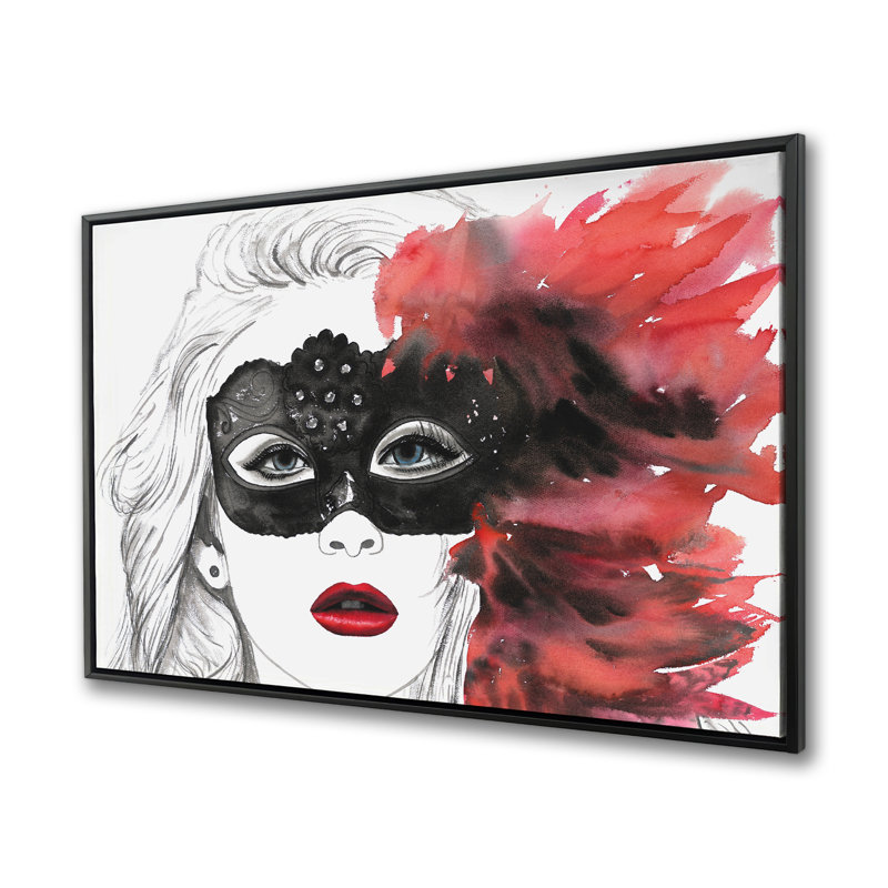 Bal masqué - Toile encadrée rouge bohémien pour la décoration intérieure