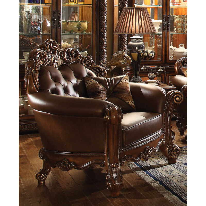 Carlene Faux Leather Armchair, Cherry Faux Leather