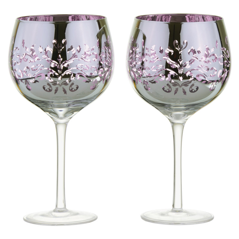 Filigree Gin Glasses, Pink/Silver